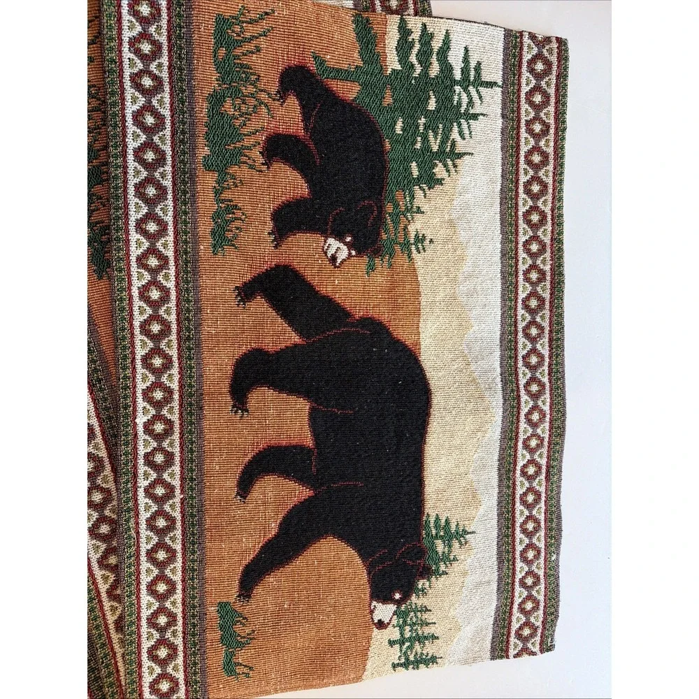 Kinara Black Bear Placemats Set 4 Woven Southwestern Native American 12x19